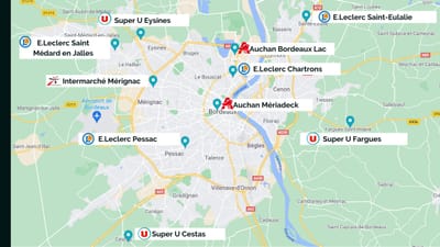 Analyse Géographique #3 | Les supermarchés / hypermarchés les plus visibles sur Facebook à Bordeaux